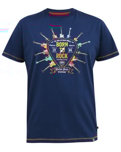 D555 Colin Born To Rock Printed Crew Neck T-Shirt French Navy